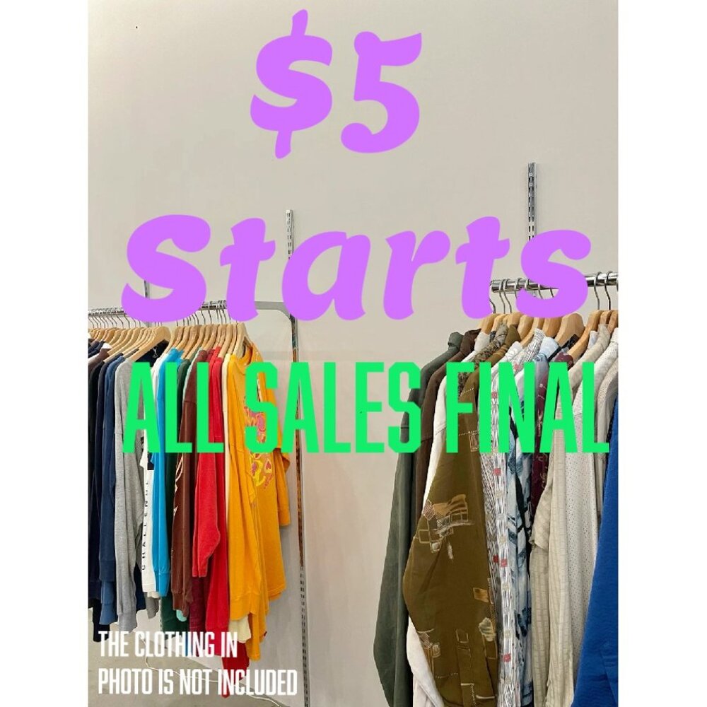 $5 STARTS!!!!!!! BOUTIQUE STYLE CLOYHING MEN AND WOMEN